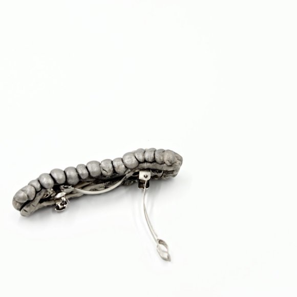 Pearl Hair Clip with Selenite, Hand Sculpted Polymer Clay - Picture 5 of 7